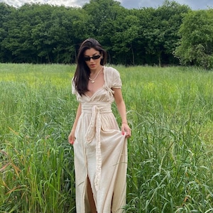 Goddess Dress,Summer Long Dress,Backless Dress,Boho Wedding Dress,Egyptian Dress,Cleopatra Costume,High Slit Dress,Linen Gauze Dress,Gift
