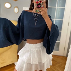Boho Cotton Mini Skirt Set: Turkish Organic Cotton Two Piece