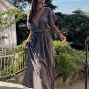 Goddess Dress,Long Summer Dress,Cleopatra Costume,Egyptian Dress,Boho Wedding Dress,Backless Dress,High Slit Dress,Linen Gauze Dress,Gift