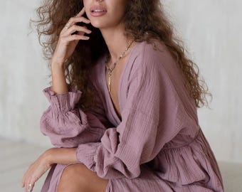 Boho Goddess Maxi Dress: Organic Cotton High Slit Backless Summer Gown