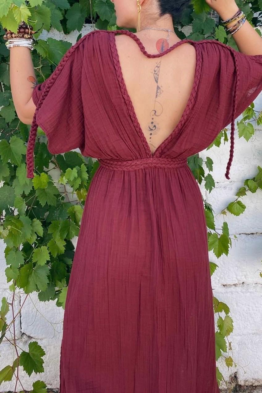chinese dress ladies Flattering V-Neck Strappy Maxi Dress