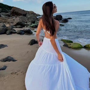 Boho High Slit Cotton Maxi Skirt: Beach Cover Up, Rave Outfit