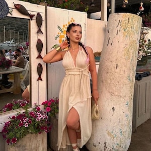 Long Summer Boho Maxi Dress,Goddess Dress,Cleopatra Costume,Egyptian Dress,Backless Dress,Line Gauze Dress,High Slit Dress,Cotton Dress,Gift