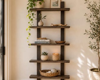 Fully Assembled Shelving Unit, Shelves, Solid Wood Shelf, Wooden, Kitchen, Modern, Contemporary, Bathroom, Housewarming Gift, Bookshelf