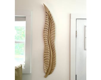 Hand Carved Wooden Feather ANY Size Hand Carved Wall Art Wooden Animals Wall Decor Feathers Handmade Home Decor Sculpture Gift For Her Him