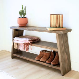 Rustic Entryway Table Solid Wood Modern Contemporary Furniture Industrial Side Table End Table Wooden Bedside Table Heavy Duty Sofa