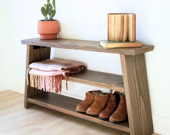 Rustic Entryway Table Solid Wood Modern Contemporary Furniture Industrial Side Table End Table Wooden Bedside Table Heavy Duty Sofa