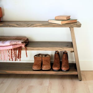 Rustic Entryway Table Solid Wood Modern Contemporary Furniture Industrial Side Table End Table Wooden Bedside Table Heavy Duty Sofa
