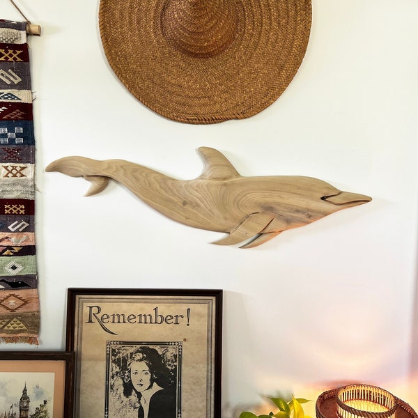 Hand Carved Wooden Dolphin ANY Size/Color Wall Art Wooden Animals Wall Decor Dolphins Handmade Home Decor Sculpture Gift For Her Him