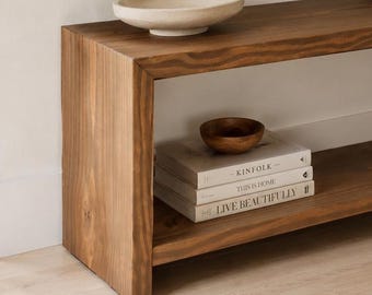 Waterfall Bench With Shelf Solid Wooden Benches Wood Handmade Seat Industrial Shoe Mid Century Modern Petite Mudroom With Storage