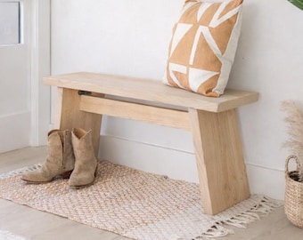 Minimalist Entryway Bench Wooden Benches Solid Wood Handmade Seat Rustic Chair Mid Century Bench Modern Benches Petite Mudroom Bench