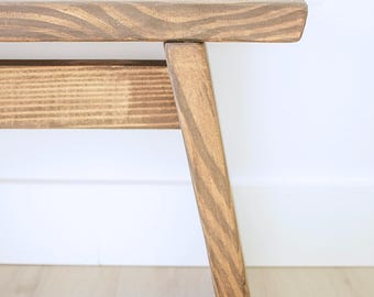 Minimalist Entryway Bench Wooden Benches Solid Wood Handmade Seat Rustic Chair Mid Century Bench Modern Petite Mudroom Farmhouse Vintage