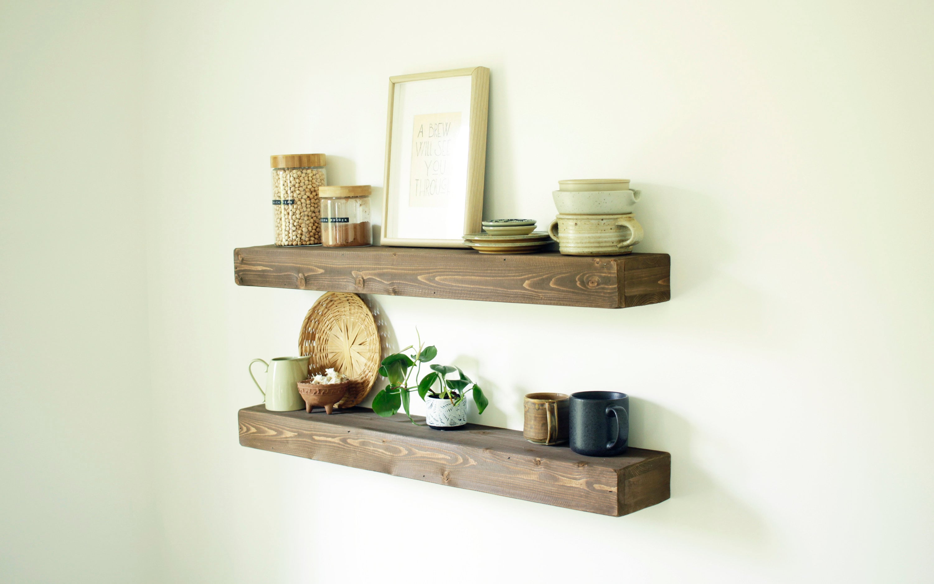 Non-sagging/easy-mount RUSTIC DISTRESSED Floating Shelves Heavy Duty ...