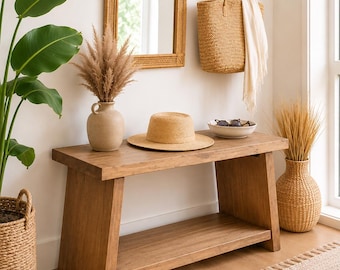 Entryway Bench With Shelf Wooden Benches Solid Wood Handmade Seat Industrial Shoe Mid Century Modern Petite Mudroom With Storage