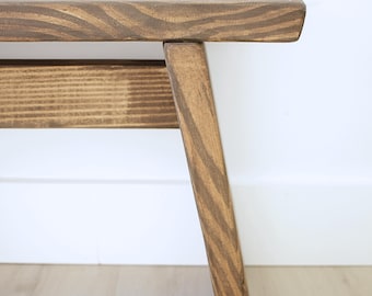 Minimalist Entryway Bench Wooden Benches Solid Wood Handmade Seat Rustic Chair Mid Century Bench Modern Benches Petite Mudroom Bench