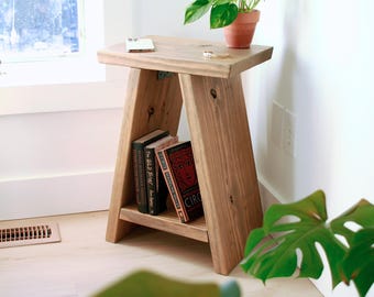 Rustic End Table Solid Wood Modern Contemporary Furniture Industrial Side Table End Table Wooden Bedside Table Heavy Duty