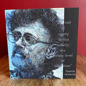 Terence McKenna inspirierte Geburtstagskarte. Innen leer