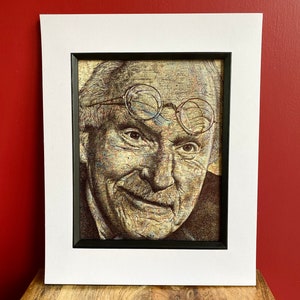 Carl Jung inspirierter Portraitdruck. Stiftzeichnung über Landkarte der Schweiz. A4 Ungerahmt