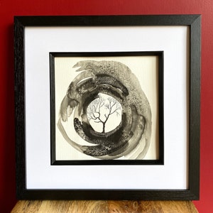 Tree Silhouette Original Ink Drawing. Black & White 21x26.5cm Unframed