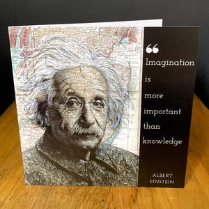 Albert Einstein inspirierte Grußkarte. Pen Zeichnung auf Karte New Jersey. Blank