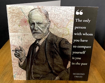 Sigmund Freud inspirierte Grußkarte. Federzeichnung über Wien. Blank