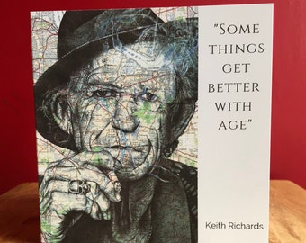 Keith Richards inspired Greeting Birthday Card. Blank inside