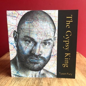 Carte d'anniversaire inspirée de Tyson Fury Gypsy King. Dessin sur carte.