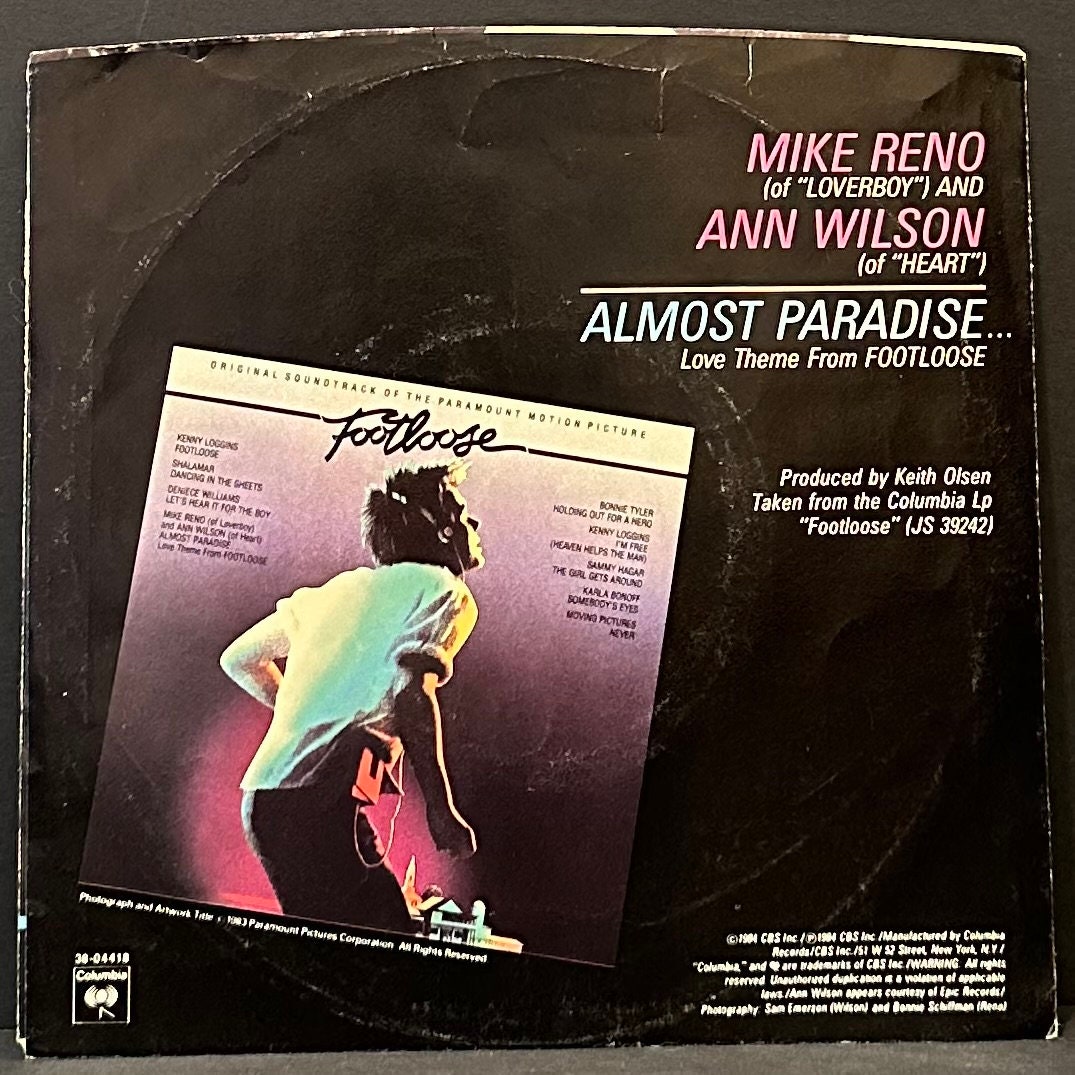 Mike Reno & Ann Wilson - Almost Paradise Vinyl Record - 1984 Footloose ...