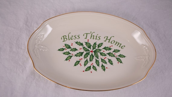 Lenox Holiday “bless This Home” Sentiment Serving Tray 11 Inch