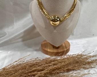 Lila Gold Plated Necklace, Stainless Steel, Waterproof,Nickel Free, Tarnish Free, Hypoallergenic