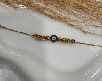 Janne gold bracelet, beaded stainless steel, gold tone, stainless steel, tarnish free, waterproof