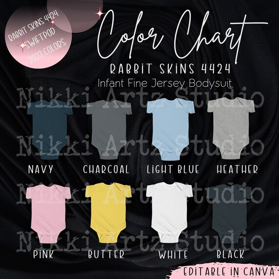 Rabbit Skins 4424 Baby Bodysuit Color Chart Swift POD Baby Color Chart Printify Editable Chart