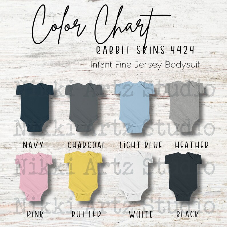 Rabbit Skins 4424 Baby Bodysuit Color Chart Swift POD Baby Color Chart Printify Editable Chart image 3