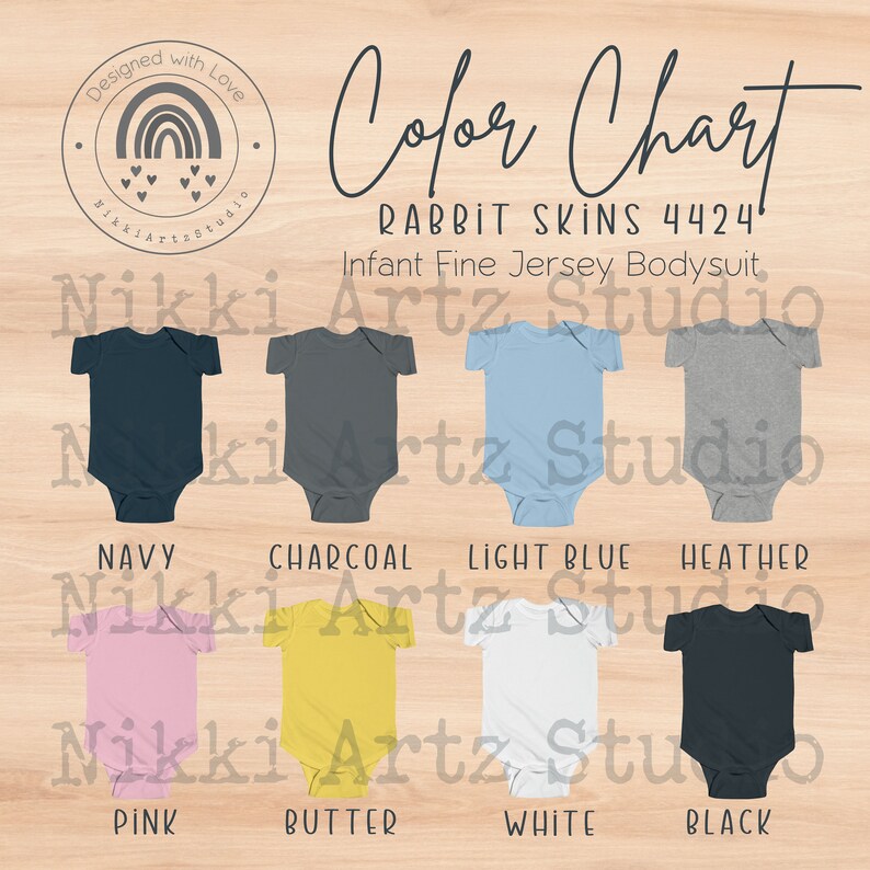 Rabbit Skins 4424 Baby Bodysuit Color Chart Swift POD Baby Color Chart Printify Editable Chart image 2