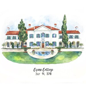 Wedding Venue, Watercolor Wedding Venue Print, Custom Wedding Venue Portrait, Wedding Venue Sketch, Wedding Gift, Wedding Venue Painting