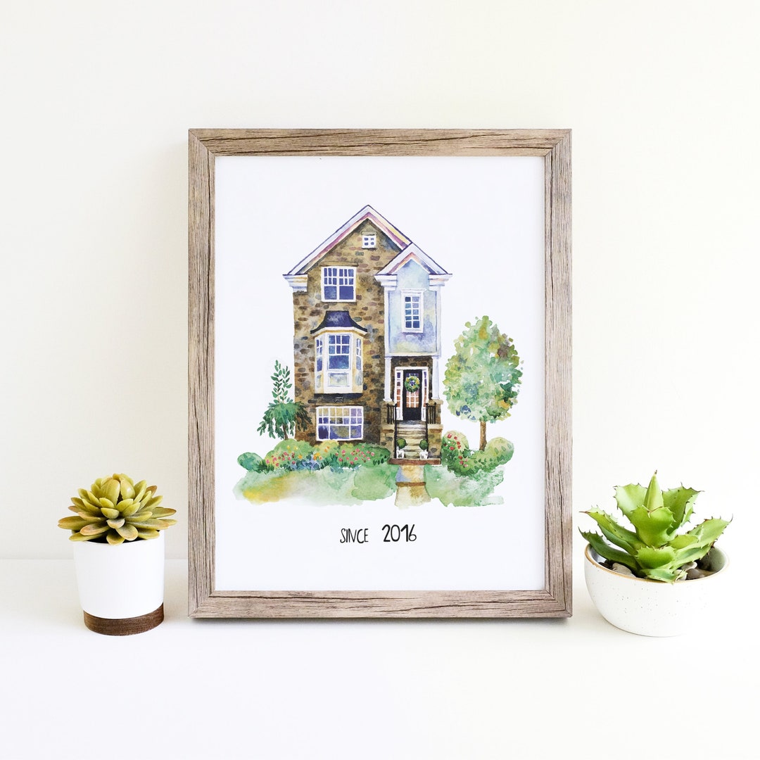 Custom Watercolor House Portrait: First Home Gift - Etsy