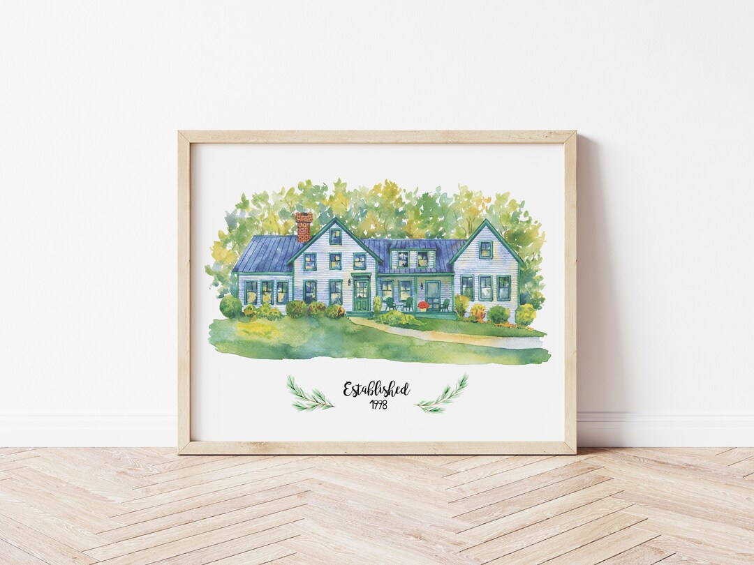 Hand Painted Watercolor House Portrait House Portrait From Etsy