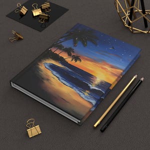 Beach Sunset Hardcover Journal, Planner, Notebook, Diary, Sketchbook, Bullet Journal, Writing Gift