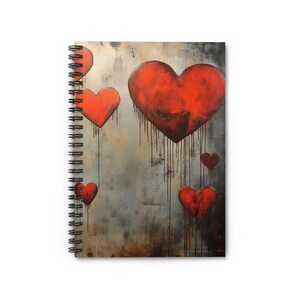 Hearts Spiral Notebook - Ruled Line, Love Journal, Valentines Day Diary, Heart Design Notepad, Romantic Writing Pad