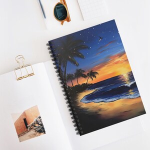 Spiral Notebook - Palm Tree Sunset Journal, Ruled Line, Planner, Writing Pad, Stationery Gift