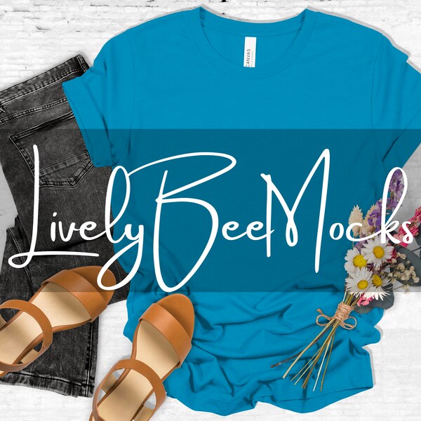 Bella Canvas 3001 Electric Blue, Unisex T-shirt Mock Up, Mock Ups Flat Lay, Bella Canvas mock up, t-shirt mockups,