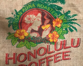 Burlap Coffee Sack Honolulu Coffee Genuine