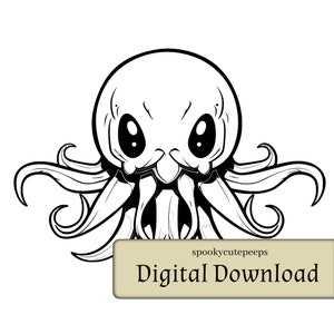Niedlicher Cthulhu SVG, Einfach, Ausgeschnitten, DIY digitale Datei, Clip Art, Vektorgrafik, Adobe Illustrator