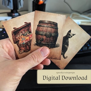 Cartes d'objets de quête de jeu de rôle sur table, lot de 20, imprimables, objets magiques, outil Dungeon Master