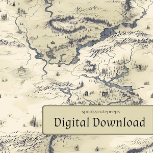L'aventure vous attend : lot de 5 papiers numériques Fantasy Map, imprimables, idéal pour les RPG de table et le scrapbooking, motifs infinis