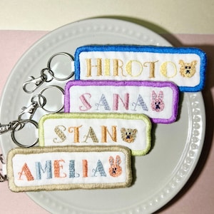 Étiquette personnalisée pour sac d'école pour enfant, broderie, étiquette nominative, étiquette de sac à langer, porte-clés personnalisé, étiquette de bagage, sac à dos, étiquette nominative