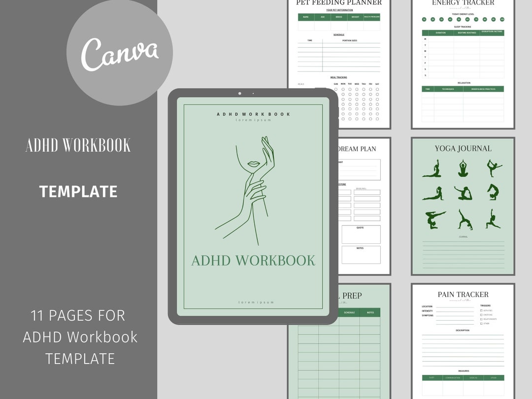 ADHD Therapy Worksheets Recovery Workbook Journal ADHD Digital Planner