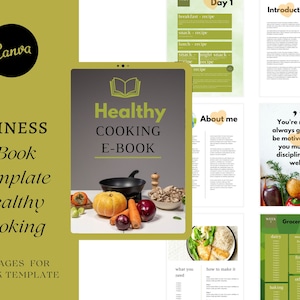 Cookbook Template | Recipe Book Template | Editable Canva eBook | Recipe Card | Meal Planner | Recipe Page Workbook | Healthy Cookbook |