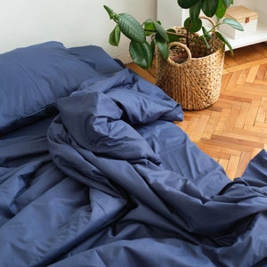 Handmade Duvet Cover, Blue Bedding, Bedding Cover, Bedspread Cover, Dorm Duvet Cover, Quilt Cover, Queen Duvet Cover, Soft Organic Bedding