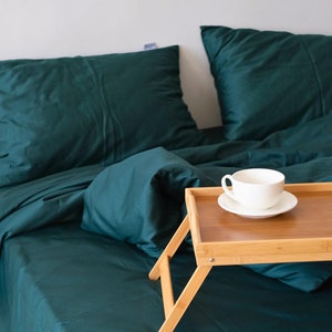 Emerald Sheet Set with Pillow Covers, Green Bed Sheets, Cotton Fitted Sheet, Deep Pocket Sheets, Sheet Set Single, Queen, Luxury Bedding